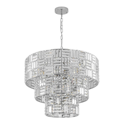 Luz 11-Light 3-Tier round Crystal Chandelier Chrome Finish round with Crystal for Living Room