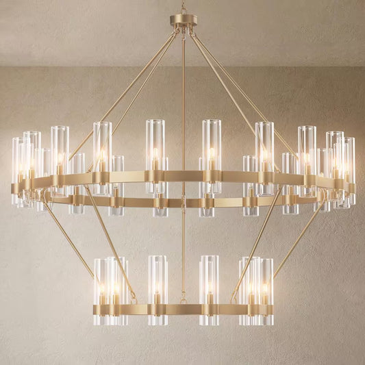 Modern Chandelier 60 In. 30-Light Gold Wagon Wheel Chandelier for Dinning Room, Foyer, Living Room, Staircase