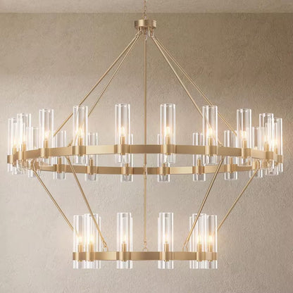 Modern Chandelier 60 In. 30-Light Gold Wagon Wheel Chandelier for Dinning Room, Foyer, Living Room, Staircase