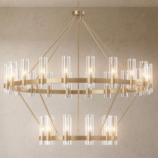 Modern Chandelier 60 In. 30-Light Gold Wagon Wheel Chandelier for Dinning Room, Foyer, Living Room, Staircase
