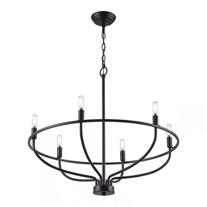 6-Light Black round Candle Chandelier Light Fixture