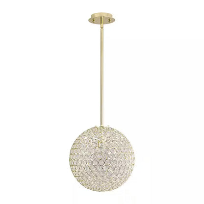 Ramas 1-Light Antique Gold Globe Chandelier with Crystal Accents for Kitchen Island