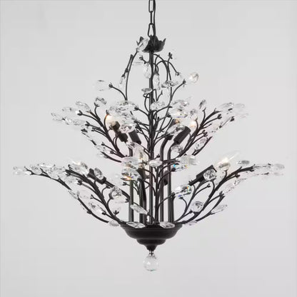 8-Light Unique Black Traditional Chandelier with Modern Crystal Accents