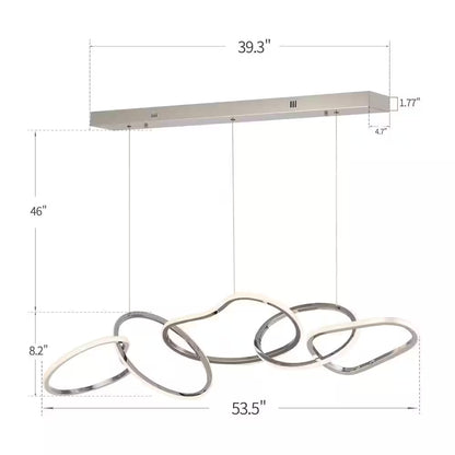 Northglow Nordic 5-Light Silver Integrated LED Luxury Stainless Steel Chandelier Dining Ceiling Light for Kitchen Island