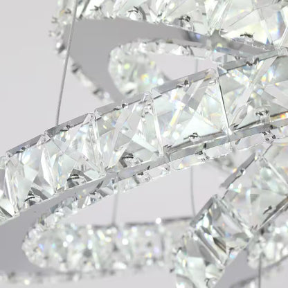 Jefferson 4 - Light Clear/Chrome Unique/Statement Geometric Integrated LED Chandelier Accents