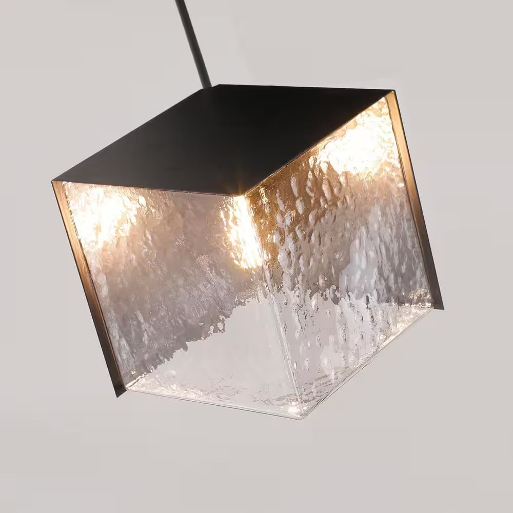 Noiredge Ice Cube 5-Light Black Pendant Cluster, Stairway Staircase Multi-Chandelier