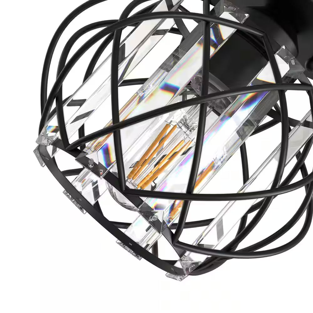 7 In. 1-Light Crystal Semi Flush Mount Ceiling Light Fixture, E26 Hallway Chandelier for Entry, Bedroom Bathroom