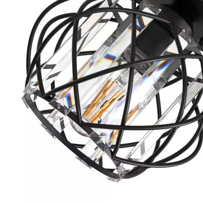 7 In. 1-Light Crystal Semi Flush Mount Ceiling Light Fixture, E26 Hallway Chandelier for Entry, Bedroom Bathroom