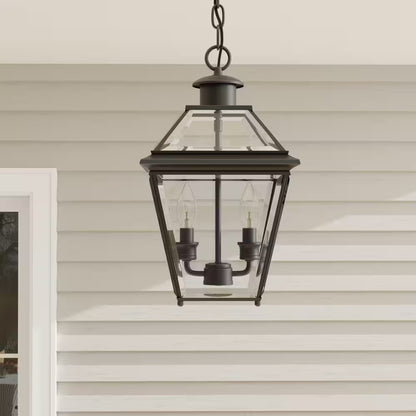 Burlington Collection 2-Light Antique Bronze Clear Beveled Glass New Traditional Outdoor Hanging Lantern Light