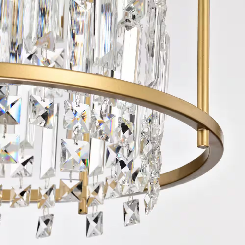 Joli 4-Light Gold Drum Chandelier for Kitchen Island, Dining/Living Room, Bedroom, Foyer, with No Bulbs Included