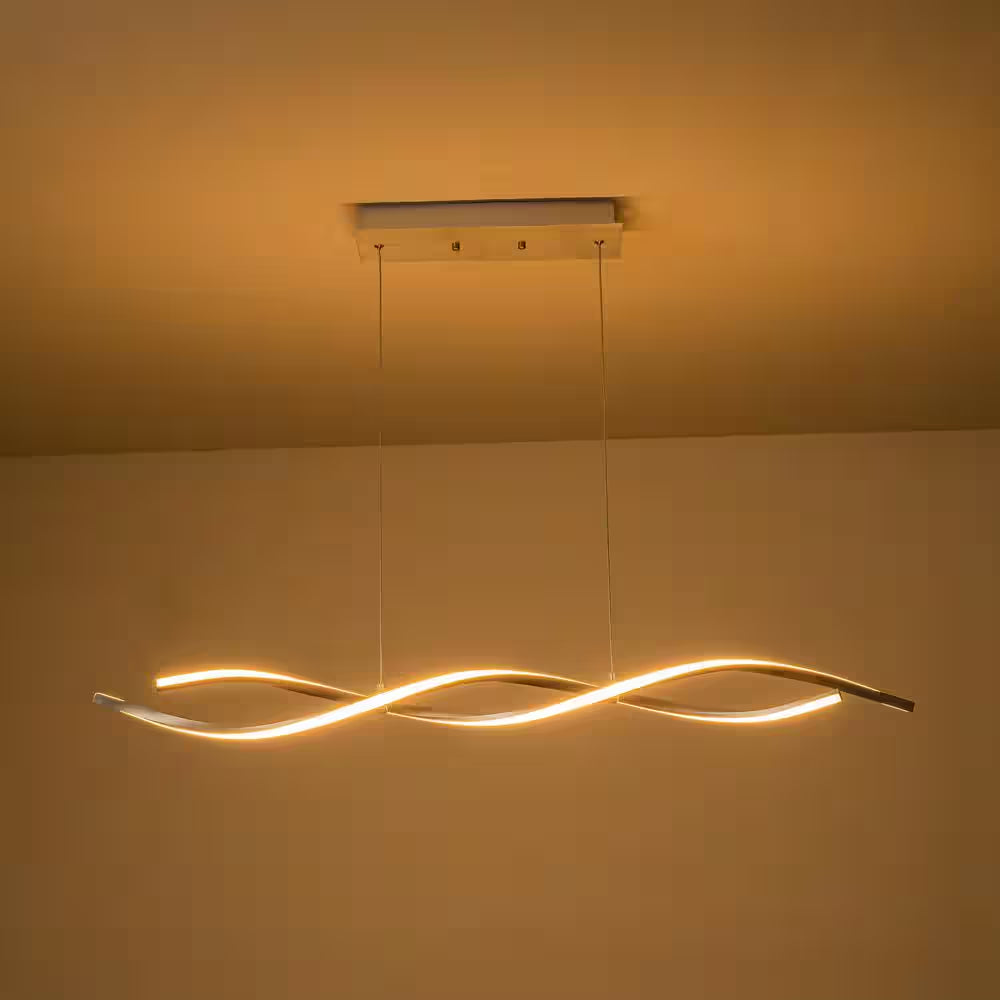 2-Light Silver Wave Spiral LED Chandelier
