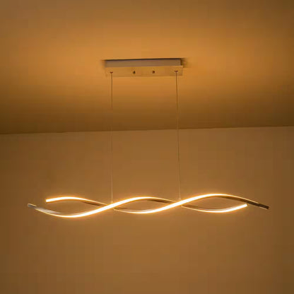 2-Light Silver Wave Spiral LED Chandelier