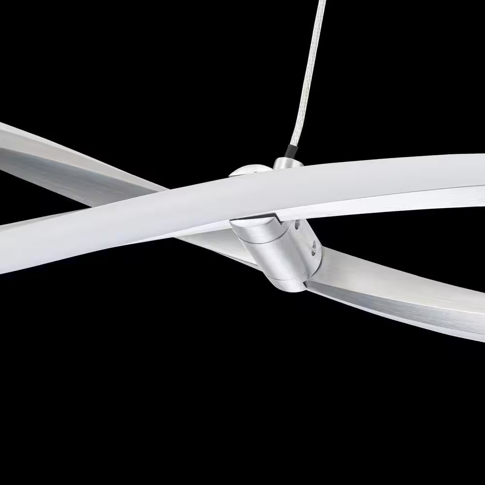 2-Light Silver Wave Spiral LED Chandelier