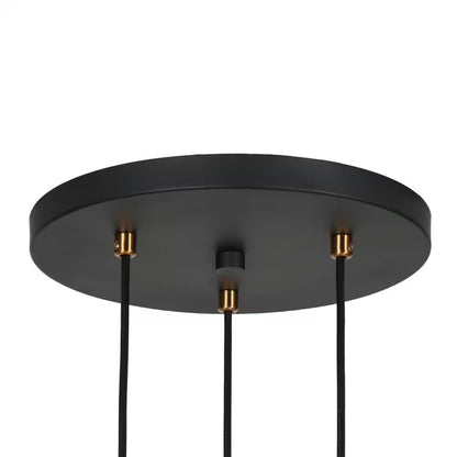 Transitional 3-Light Black and Plated Brass Cluster Chandelier with Clear Globe Glass Shade Foyer Hanging Pendant