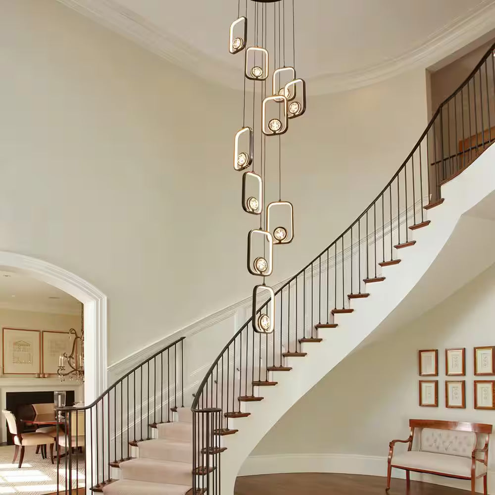 10-Light Dimmable Integrated LED Black Chandelier for Foyer Entryway Lighting