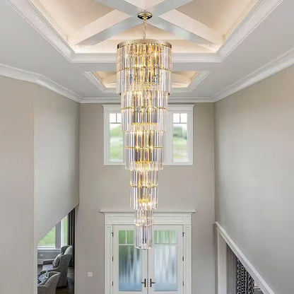 Modern Chandelier 125 In. 20-Light Gold Chandelier for Staircase, Foyer, Living Room,Crystal Chandelier for High Ceiling