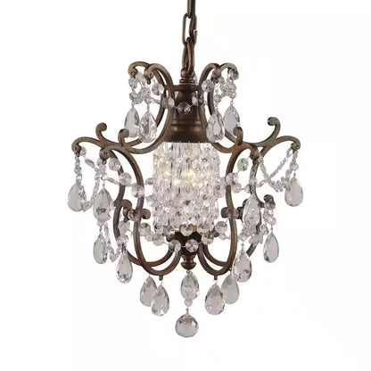Maison De Ville 1-Light British Bronze French Country Classic Mini Crystal Candlestick Chandelier with Bead Accents