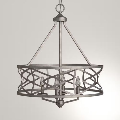4-Light Vintage Antique Silver Chandelier
