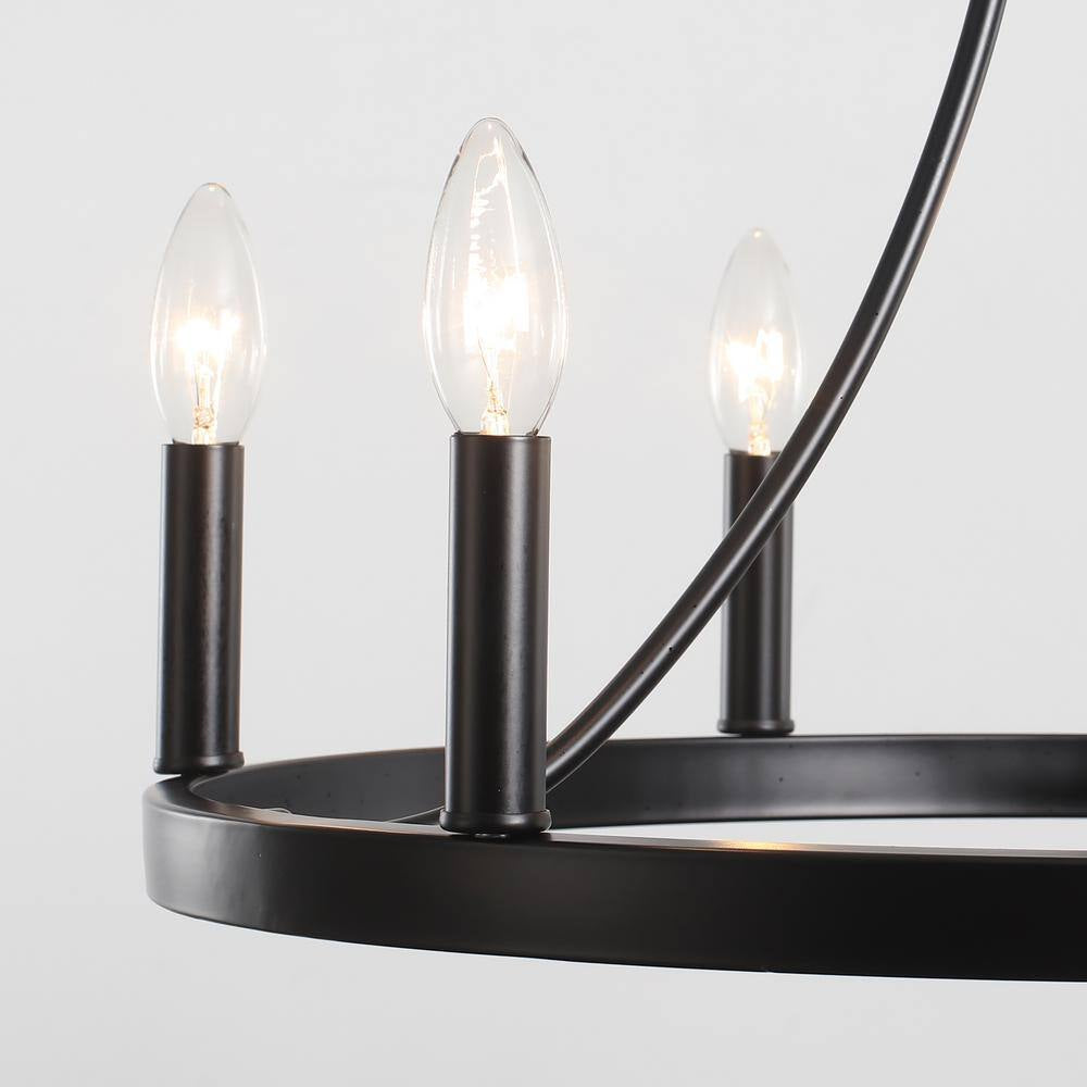 6-Light Black Farmhouse Wagon Wheel Chandelier Rustic Dining Room Pendant Light