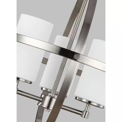 Alturas 3-Light Brushed Nickel Modern Dining Room Hanging Globe Chandelier with Etched White Glass