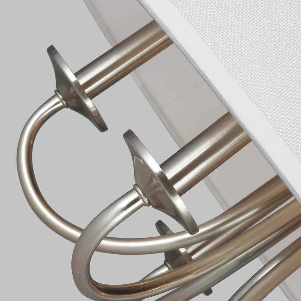 Seville 5-Light Brushed Nickel Transitional Modern Hanging Drum Chandelier with White Linen Shade