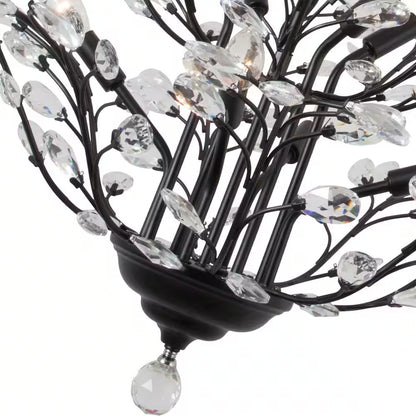8-Light Unique Black Traditional Chandelier with Modern Crystal Accents