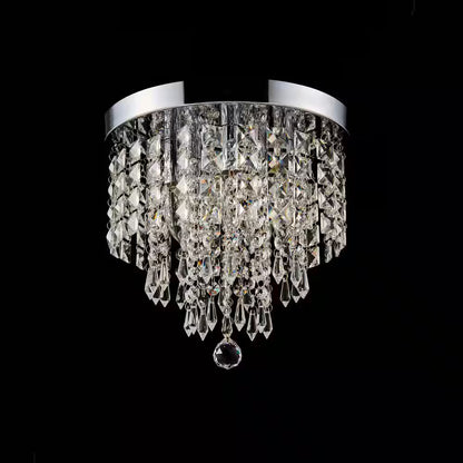 11 In. 5-Light Chrome Flush Mount Chandelier with K9 Crystals