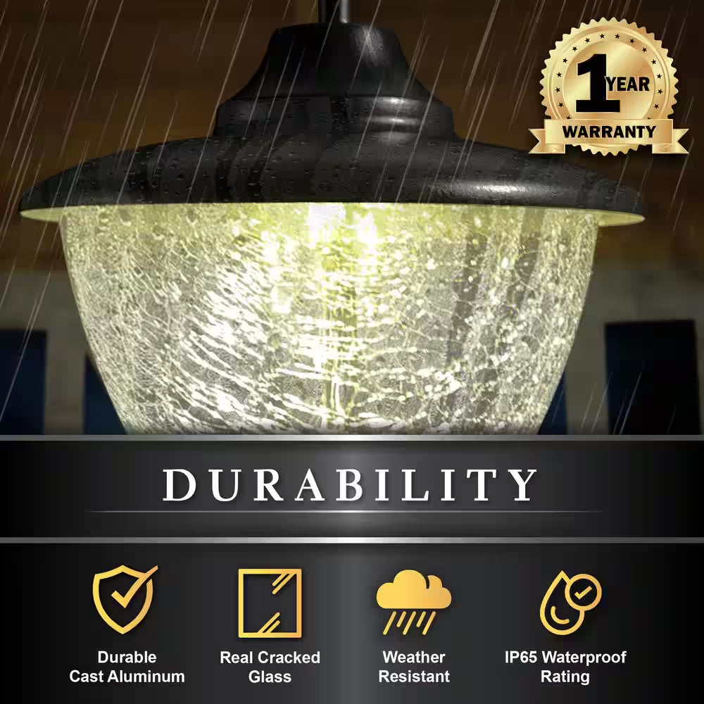 Eclipse 5-LED Outdoor Black Integrated LED Solar Hanging Chandelier