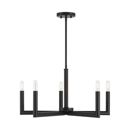 5-Light Matte Black Dimmable Contemporary Chandelier for Dining Room Kitchen Foyer