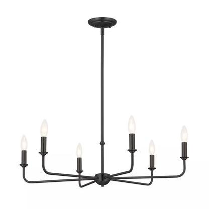 Pallas 32.25 In. 6-Light Black Traditional Shaded Circle Chandelier for Dining Room