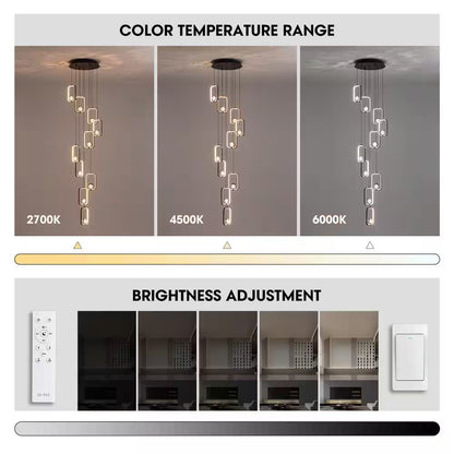 10-Light Dimmable Integrated LED Black Chandelier for Foyer Entryway Lighting