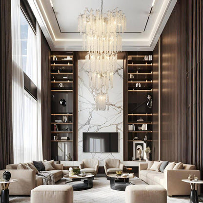 118 In. H, 28-Lights Silver Luxury Crystal Chandelier, Tree Branches Chandelier for Entryway High Ceiling Chandelier