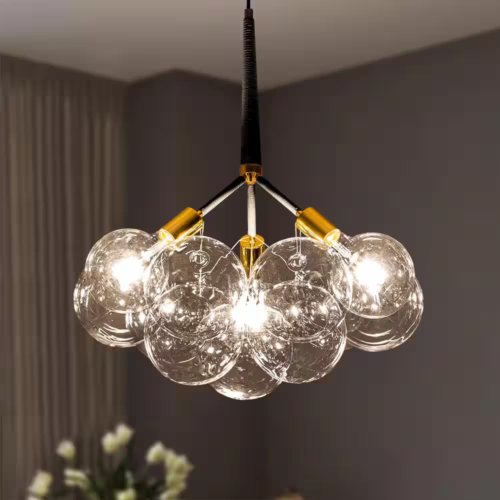 Sarah 3-Light Black Unique Sphere Modern Glass Bubble Chandelier