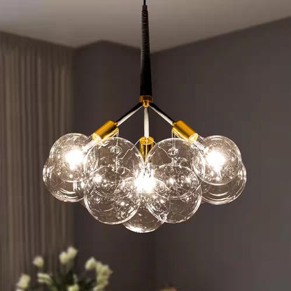 Sarah 3-Light Black Unique Sphere Modern Glass Bubble Chandelier