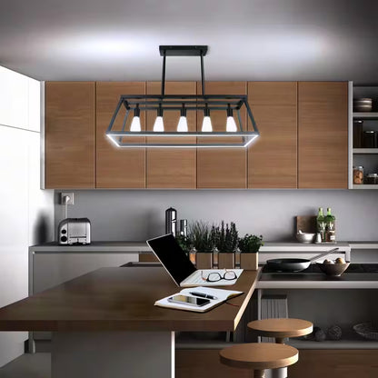 Katalyst 60-Watt 5-Light Matte Black Modern Adjustable CCT and 3-Light Modes Integrated LED Chandelier Light