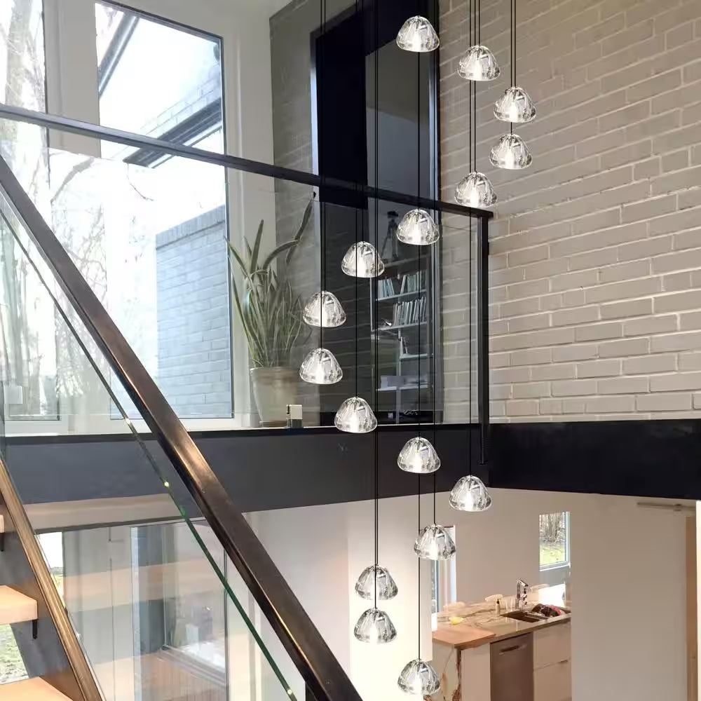 16 Lights Black Raindrop Crystal Chandelier for Living Dining Room Staircase, G4 Bulb Base