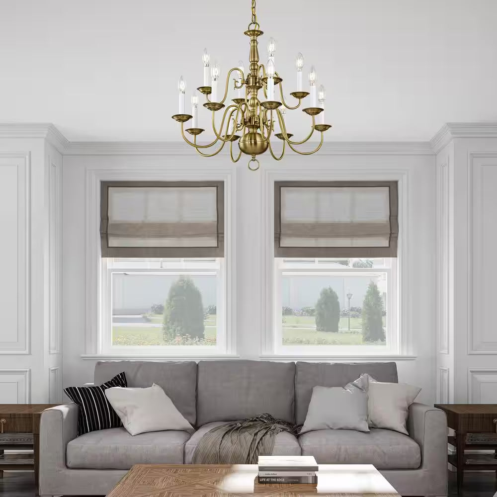 Williamsburgh 12 Light Antique Brass Chandelier