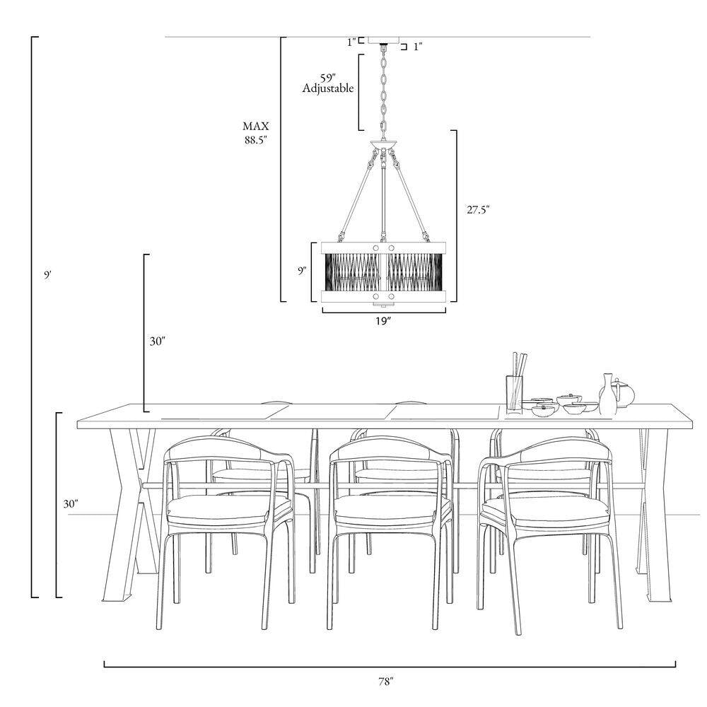 Wood Drum Chandelier 5-Light Brown Candle Black Rustic Farmhouse Chandelier Pendant Dining Room Industrial Chandelier