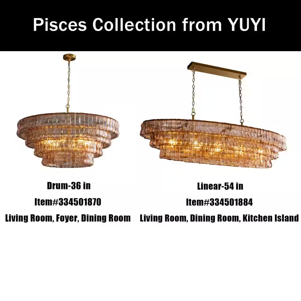 Modern Chandelier 36 In. 6-Lights Gold Crystal Drum Chandelier for Dining Room, Living Room, Kitchen Island, Foyer