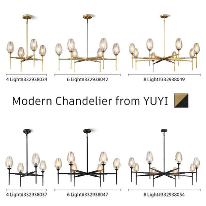 Modern Tulip Chandelier 42 In. 6-Light Gold Tulip round Chandelier for Dining Room, Living Room, Foyer, Hallway