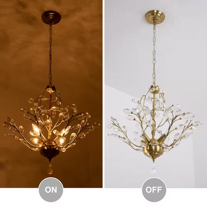 Chicago 4-Light Brass Unique Classic/Traditional Chandelier with Crystal Accents