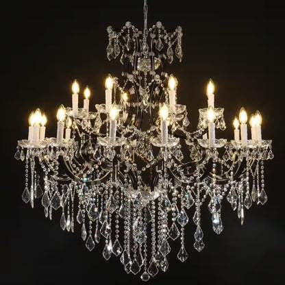 Candle Chandelier 49 In. 24-Lights Black Luxury Crystal Chandelier for Dinning Room, Living Room,Foyer,Bedroom,Staircase