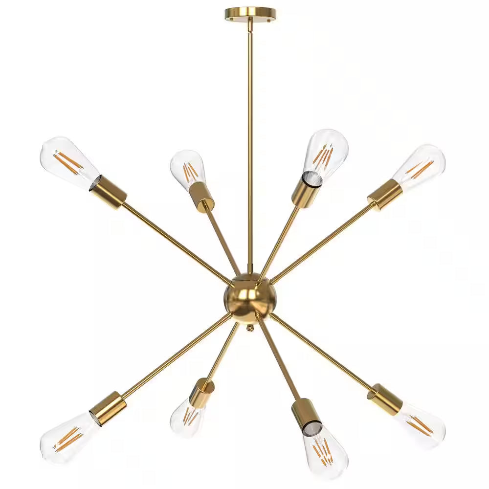 8-Light Gold Sputnik Chandeliers, Modern Ceiling Light Fixture, Farmhouse Chandelier, Kitchen Light Fixtures Pendant