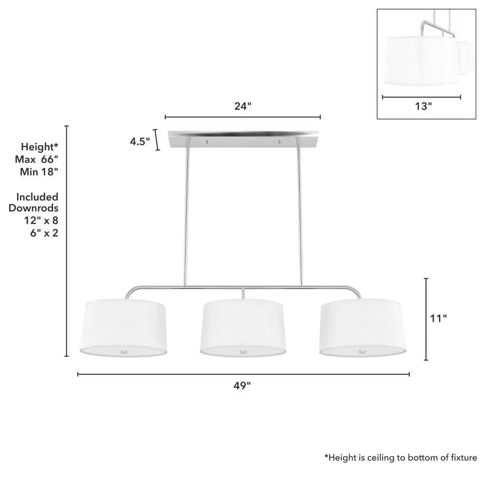Cottage Hill 6-Light Brushed Nickel Shaded Chandelier with Fabric Shades