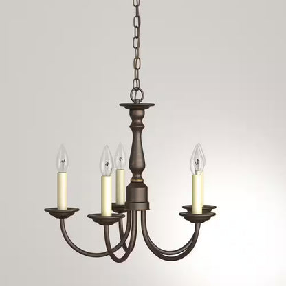 Five-Light Antique Bronze Ivory Candles Traditional Chandelier Light