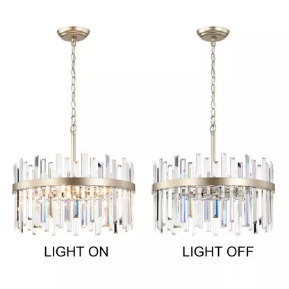 Celina 18.5 In. Brushed Champagne Silver 5-Light Drum Crystal Chandelier