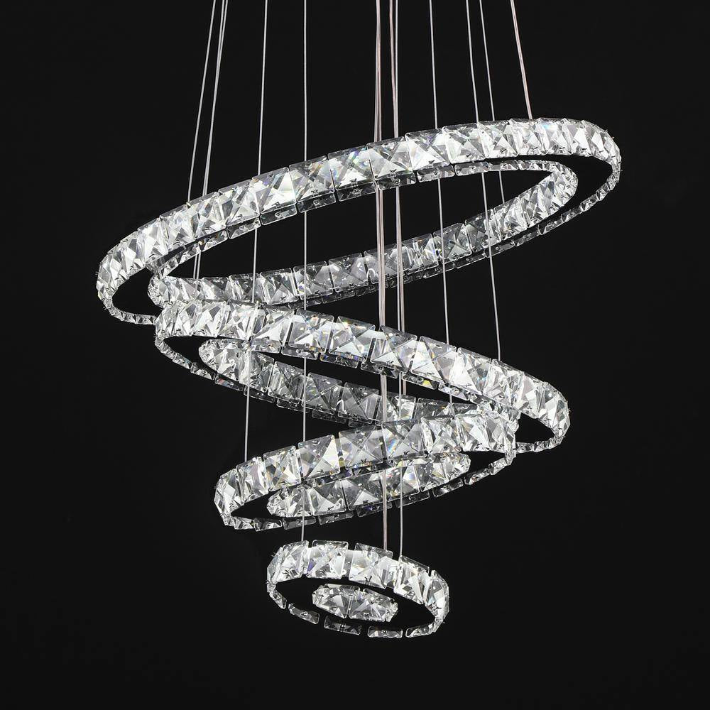 Jefferson 4 - Light Clear/Chrome Unique/Statement Geometric Integrated LED Chandelier Accents