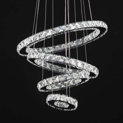 Jefferson 4 - Light Clear/Chrome Unique/Statement Geometric Integrated LED Chandelier Accents