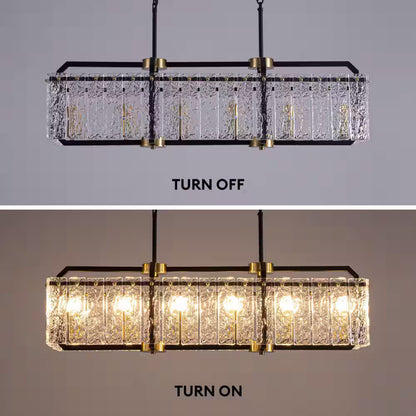 39 In. Modern 6-Light Rectangle Black Crystal Chandelier for Dinning Room