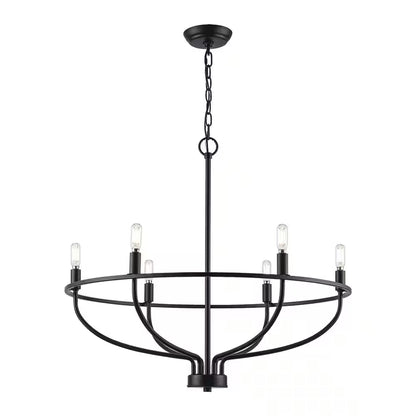6-Light Black round Candle Chandelier Light Fixture